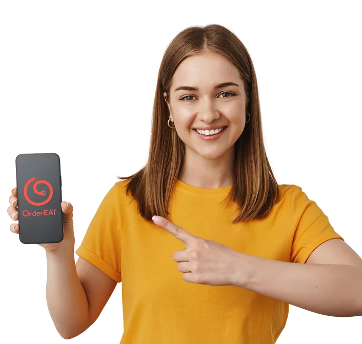 Estudiante feliz usando la app